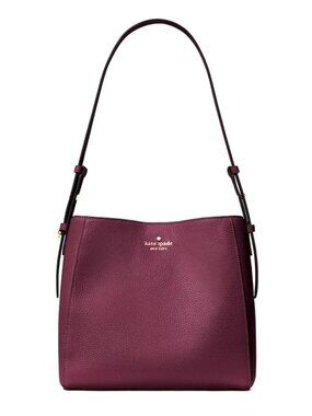 New Kate Spade Juliette Medium Bucket Pebble Leather Deep Cherry